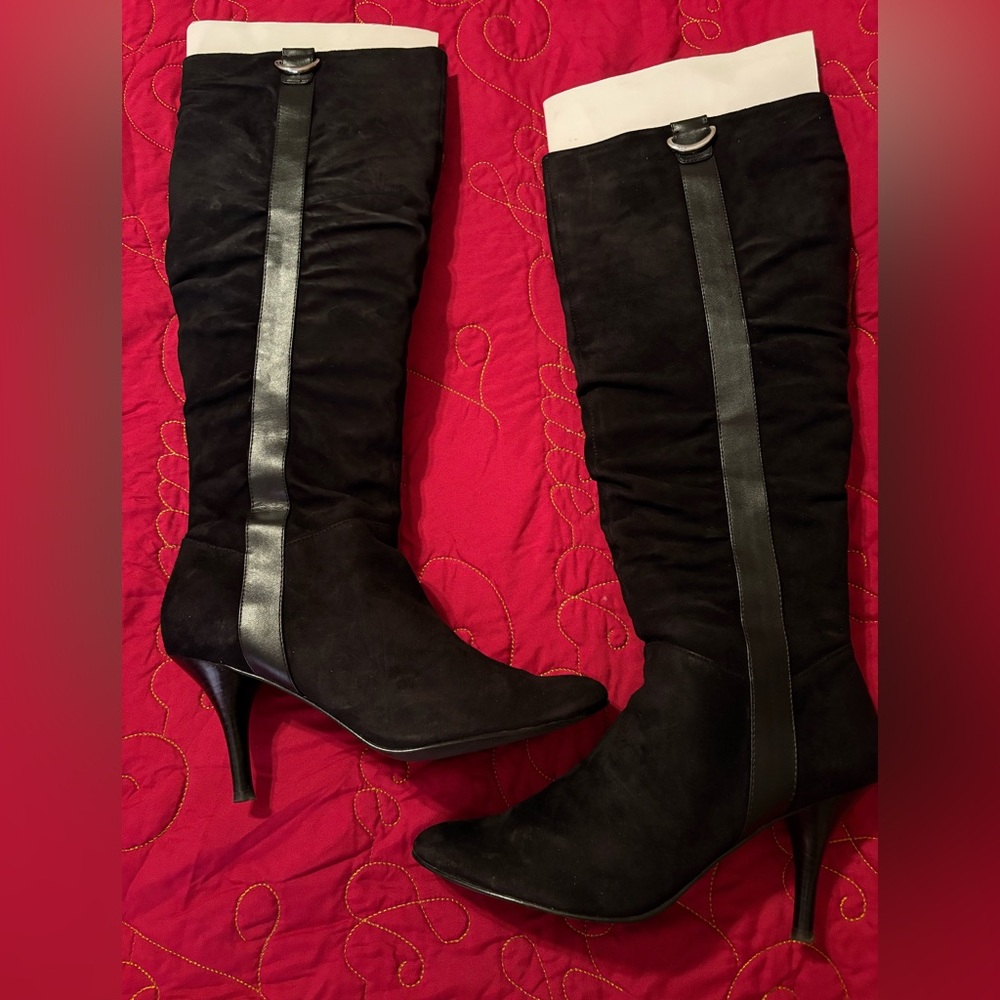 Alfani Elegant Black Knee-High Suede Women's 3 1/2 in heel Boots